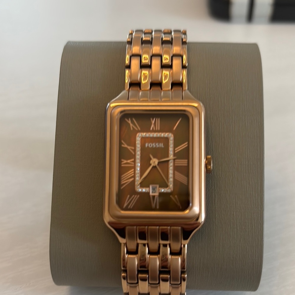 Fossil Rose Gold Raquel Rectangular Watch